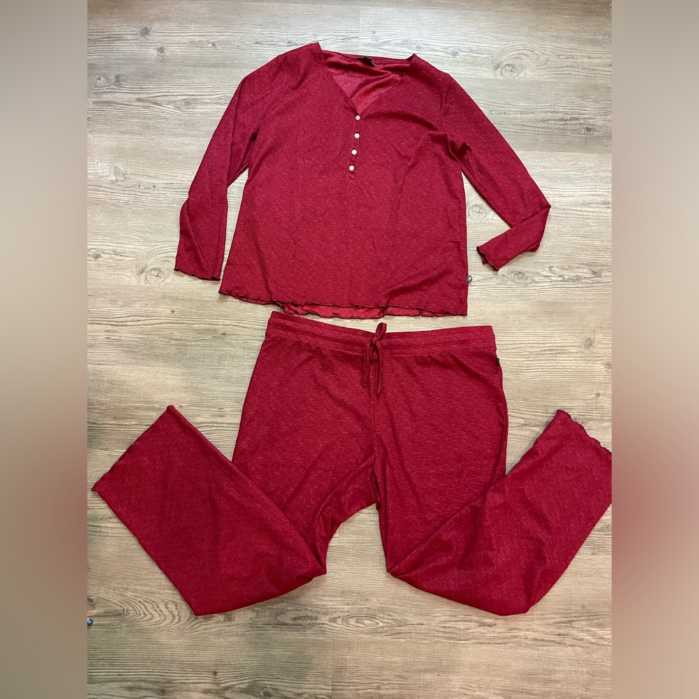 Red Long Sleeve Top and Pants Set